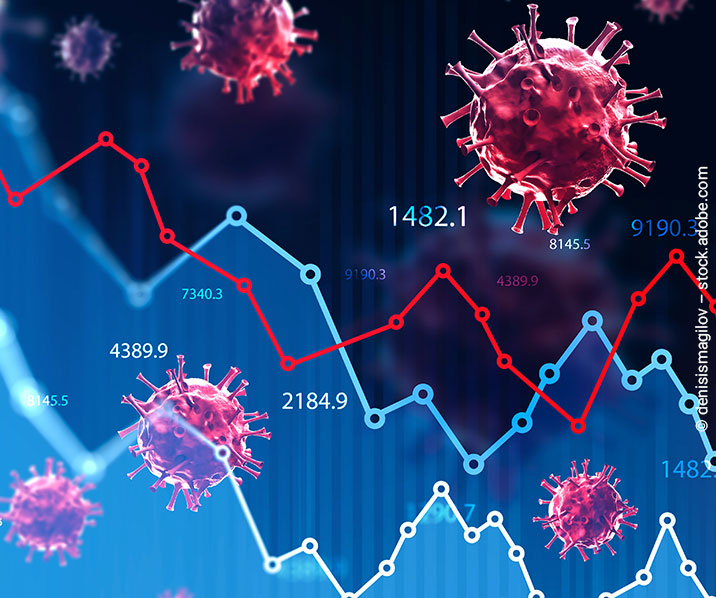 Grafik statistischer Daten mit Covid-Virus