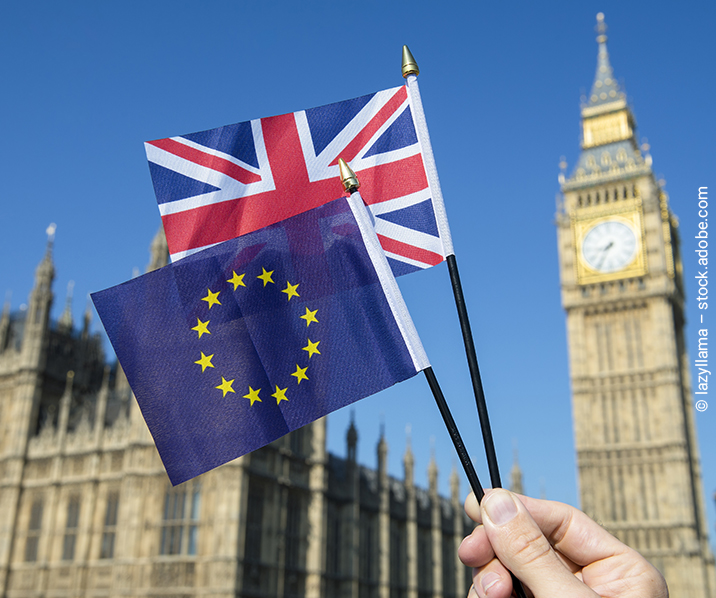 Fahnen Vereinigtes Königreich und Europäische Union