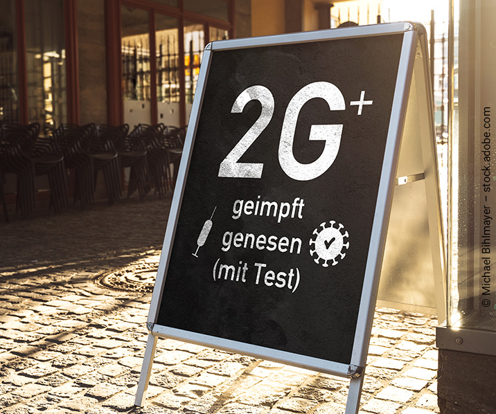 Aufsteller mit der Aufschrift 2G-Plus 