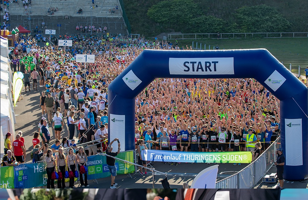 Zum 15. Jubiläum des Firmenlaufs THÜRINGENS SÜDEN® am 20. August 2025 gehen 4.250 Läufer und Nordic Walker in der LOTTO Thüringen Arena am Rennsteig in Oberhof an den Start. ©IHK Südthüringen