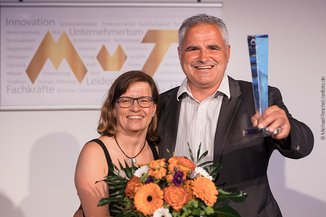 MuT-Preisträger Unternehmen des Jahres 2019 war die Firma BN Automation AG. Vorstand Mario Winkler und Personalreferentin Katrin Rose