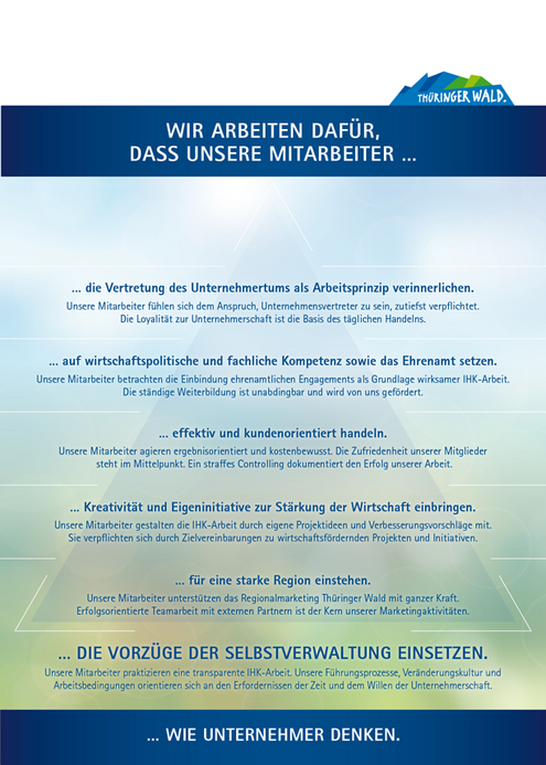 Textbild mit der Erklärung wofür die IHK Südthüringen arbeitet: Wir arbeiten dafür, dass unsere Mitarbeiter wie Unternehmer denken.